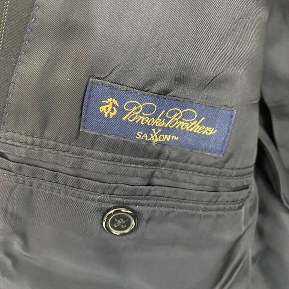 Brooks Brothers 1818 Madison SAXXON Suit Jacket Blazer Size 43R 38W Black Stripe - Picture 6 of 16